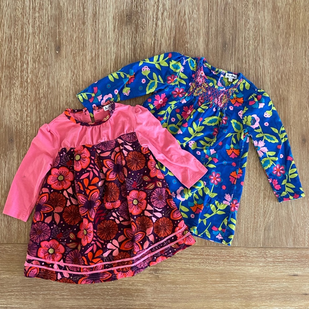 Le Top Girls’ Size 24 Months Long-Sleeve Floral Print Dresses Bundle